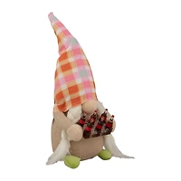 Northlight 9in Pink Andorange Plaid Springtime Gnome