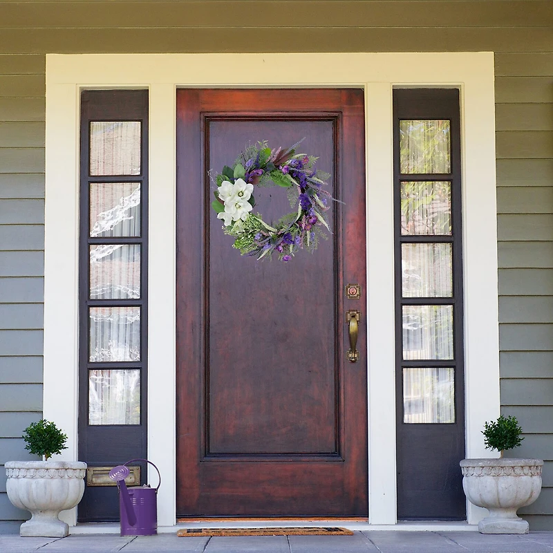 Northlight 24in Mixed Wildflowers And Magnolias Wreath