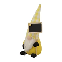 Northlight 10.25in Gingham Hat With Chalk Board Gnome