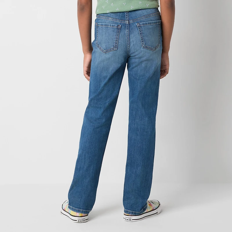 Thereabouts Little & Big Kid Girls Adjustable Waist Stretch Fabric Superflex Mid Rise Straight Leg Jean
