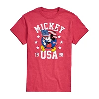 Mens Short Sleeve Americana Mickey Mouse Graphic T-Shirt