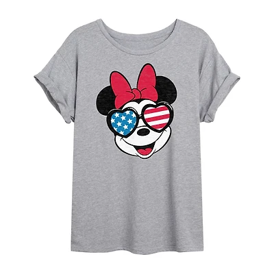 Womens Juniors Crew Neck Short Sleeve Regular Fit Minnie Mouse Graphic T-Shirt