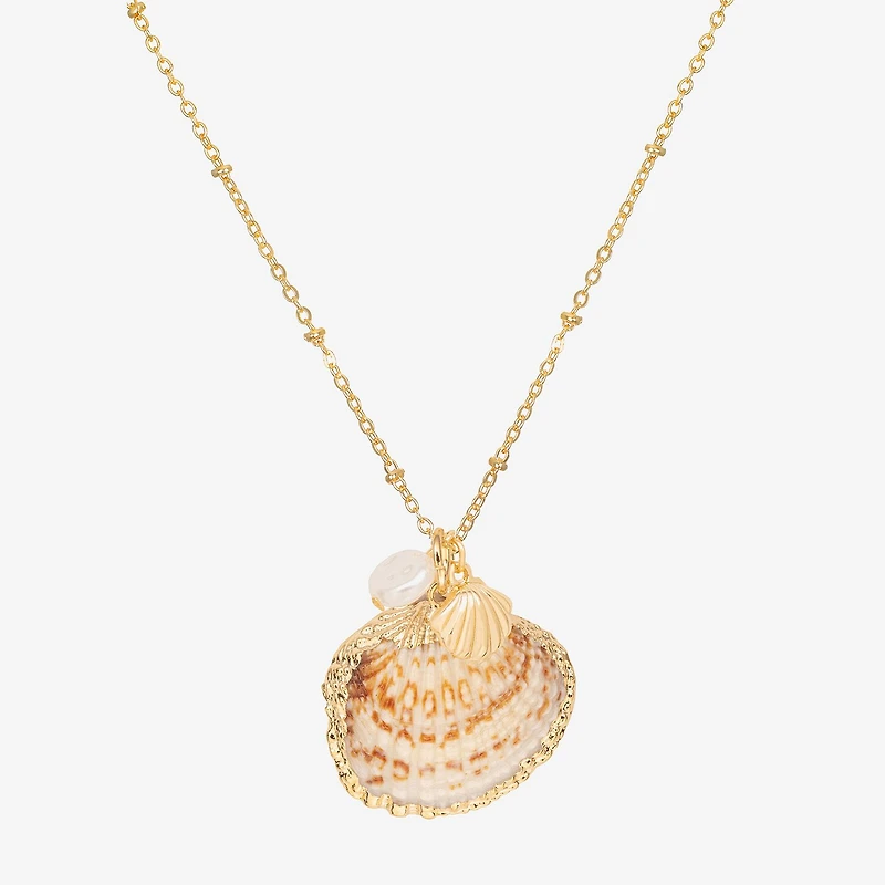 Bijoux Bar Delicates Gold Tone Womens Simulated Pearl 16 Inch Pendant Necklace