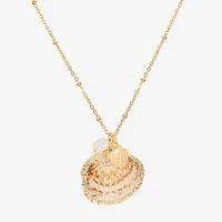 Bijoux Bar Delicates Gold Tone Womens Simulated Pearl 16 Inch Pendant Necklace