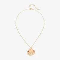 Bijoux Bar Delicates Gold Tone Womens Simulated Pearl 16 Inch Pendant Necklace