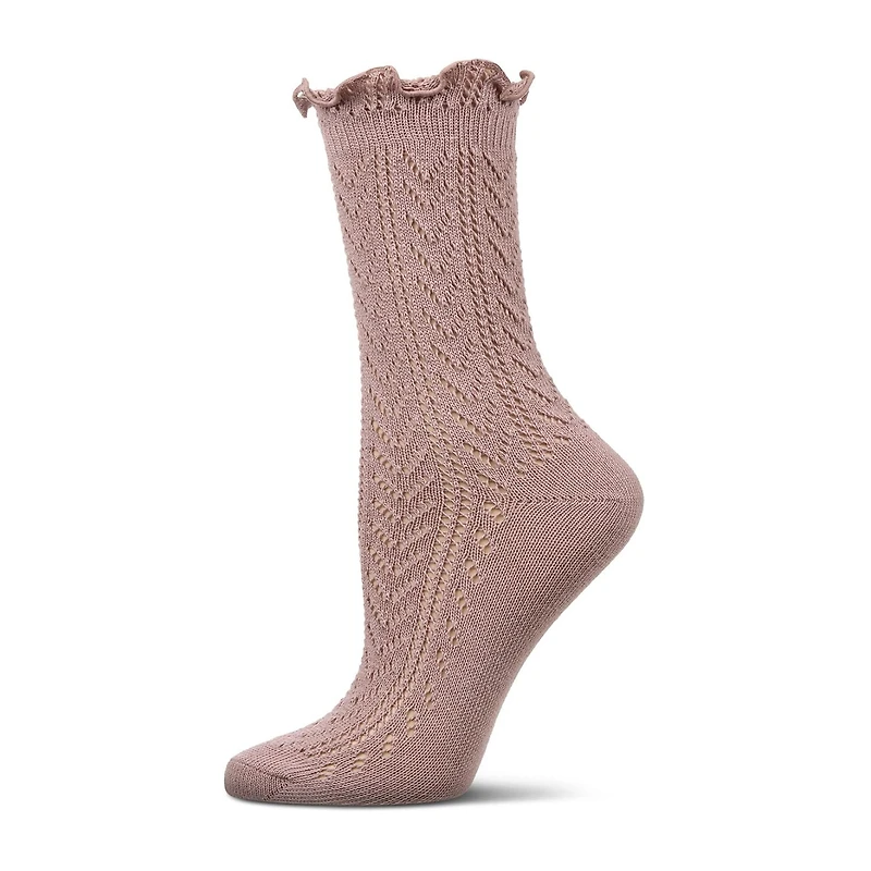 MeMoi Pointelle Womens 1 Pair Crew Socks