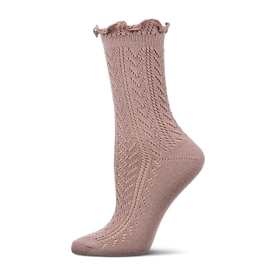 MeMoi Pointelle Womens 1 Pair Crew Socks