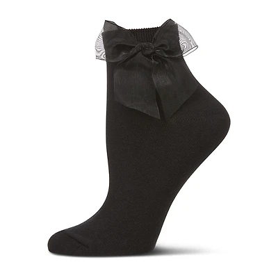 MeMoi Tulle Bow Womens 1 Pair Quarter Ankle Socks