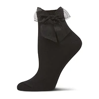 MeMoi Tulle Bow Womens 1 Pair Quarter Ankle Socks