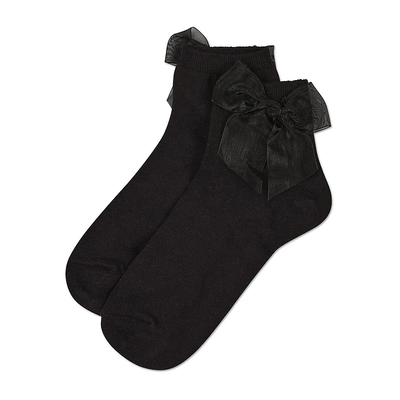 MeMoi Tulle Bow Womens 1 Pair Quarter Ankle Socks
