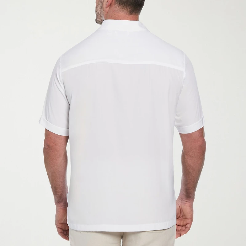Cubavera Pick Stitch Mens Short Sleeve Regular Fit Big and Tall Button-Down Shirt