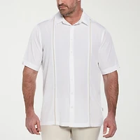 Cubavera Pick Stitch Mens Short Sleeve Regular Fit Big and Tall Button-Down Shirt