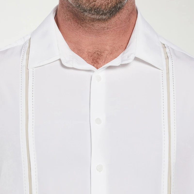 Cubavera Pick Stitch Mens Short Sleeve Regular Fit Big and Tall Button-Down Shirt