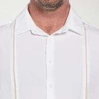 Cubavera Pick Stitch Mens Short Sleeve Regular Fit Big and Tall Button-Down Shirt