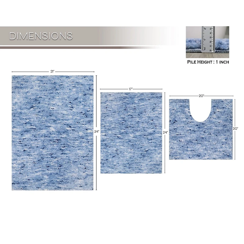 Home Weavers Inc Cloud Comfort Bath Rug 3 Pc 172120