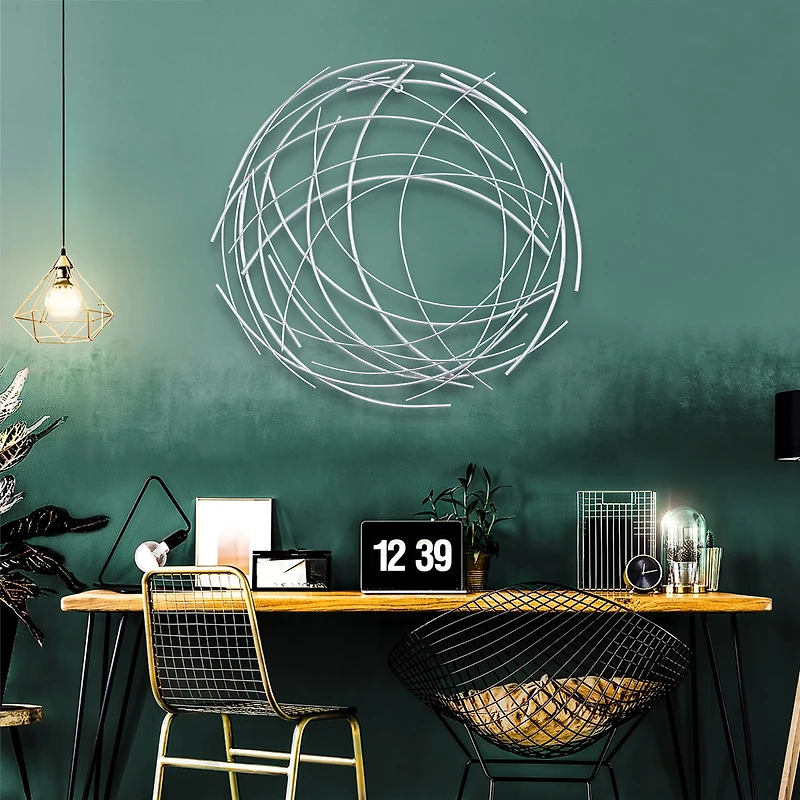 Cheungs Silver Abstract Round Metal Wall Art