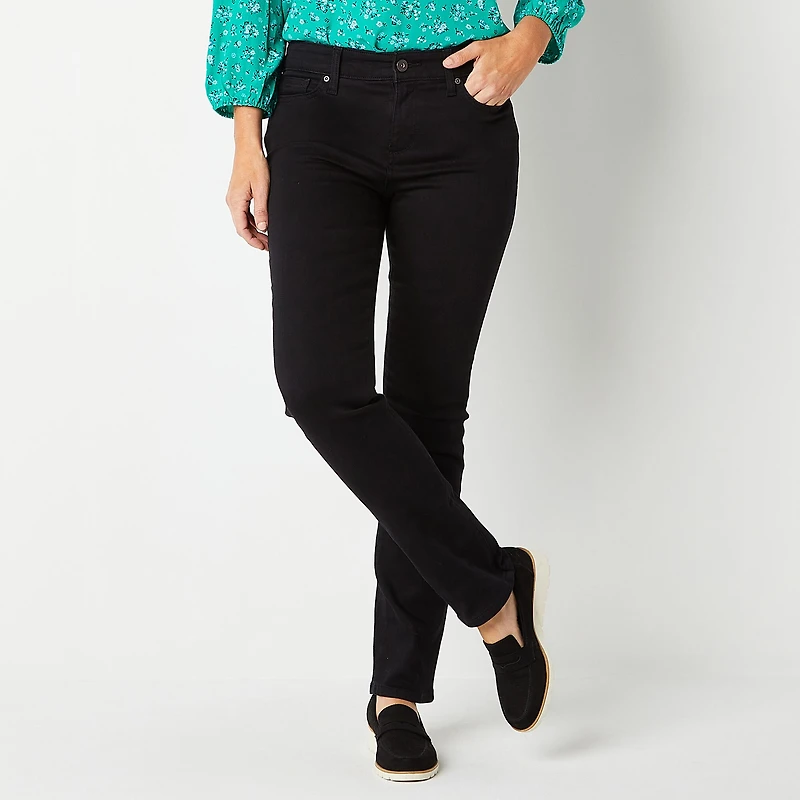 St. John's Bay Womens Tall Mid Rise Stretch Fabric Straight Leg Jean