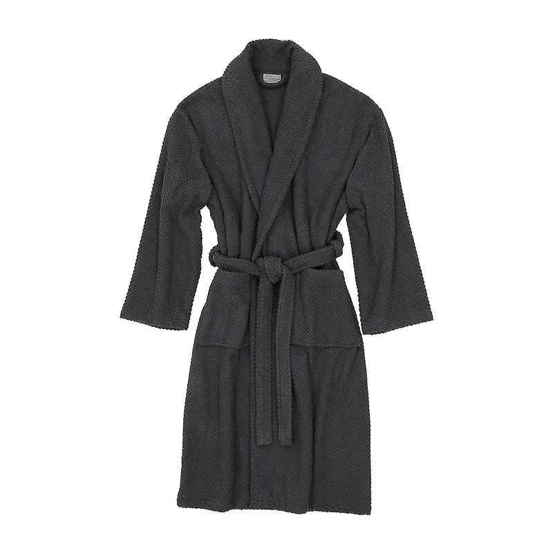 Linum Home Textiles Herringbone Weave Bathrobe Unisex Adult Long Sleeve Length Robe