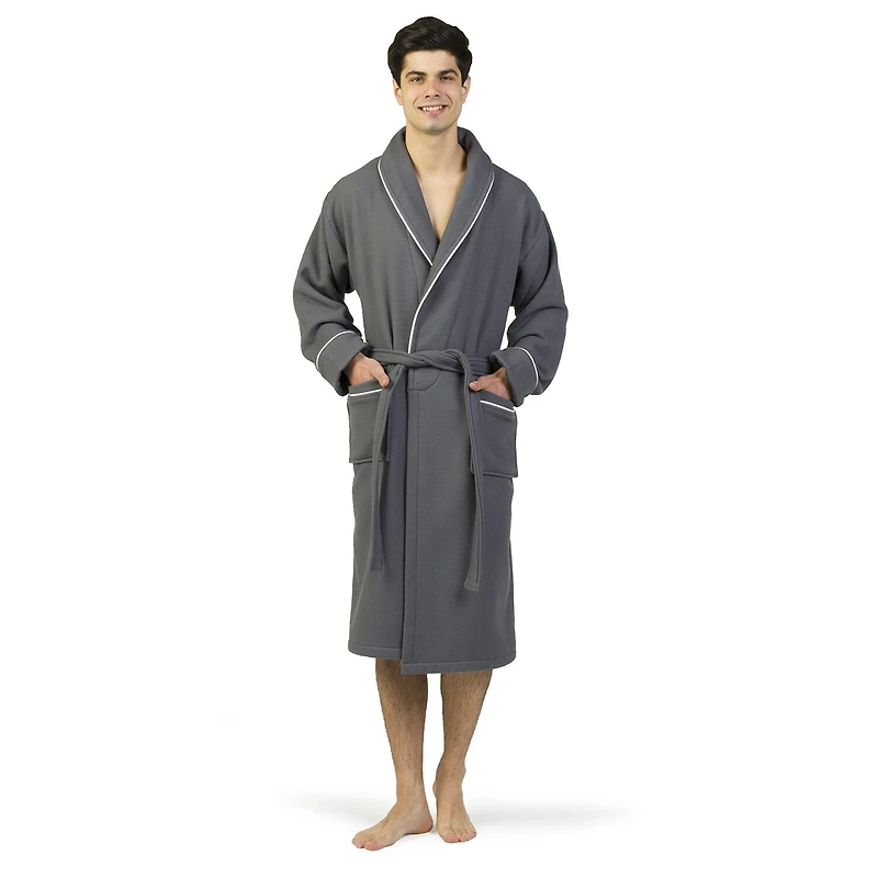 Linum Home Textiles Waffle Terry Bathrobe Unisex Adult Long Sleeve Length Robe