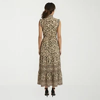 London Times Womens Notch Neck Sleeveless Maxi Dress