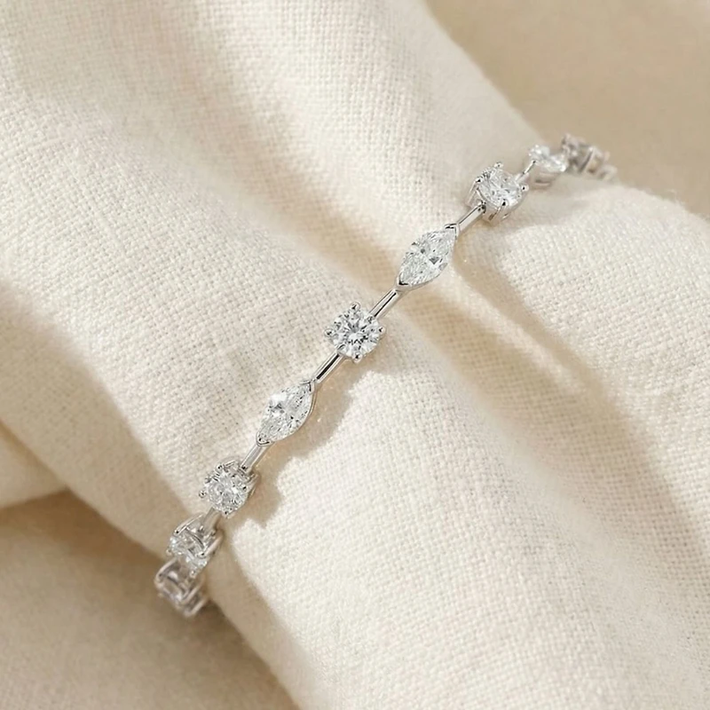 Womens 8 Ct.T.W. Lab Grown White Diamond 14K Gold 7 Inch Tennis Bracelet