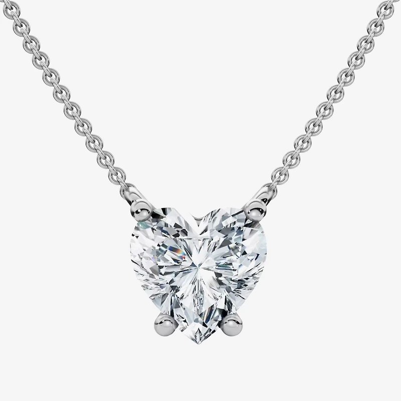 Womens 3 CT. Lab Grown White Diamond 14K Gold Heart 18 Inch Pendant Necklace