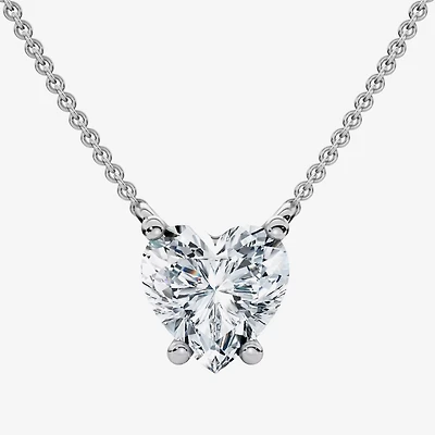 Womens 3 CT. Lab Grown White Diamond 14K Gold Heart 18 Inch Pendant Necklace