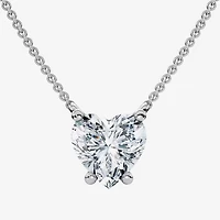 Womens 3 CT. Lab Grown White Diamond 14K Gold Heart 18 Inch Pendant Necklace