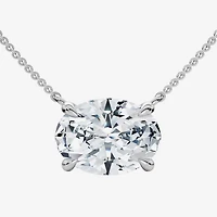 Womens 2 CT. Lab Grown White Diamond 14K Gold Oval 18 Inch Pendant Necklace