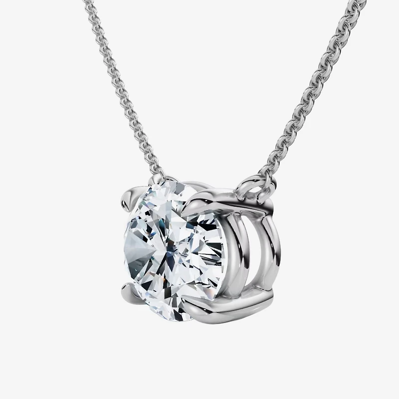 Womens 2 CT. Lab Grown White Diamond 14K Gold Oval 18 Inch Pendant Necklace