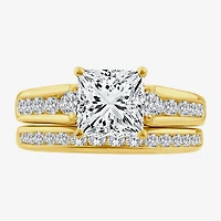 (F / Vs2) Womens 3 CT. T.W. Lab Grown White Diamond 14K Gold Side Stone Bridal Set