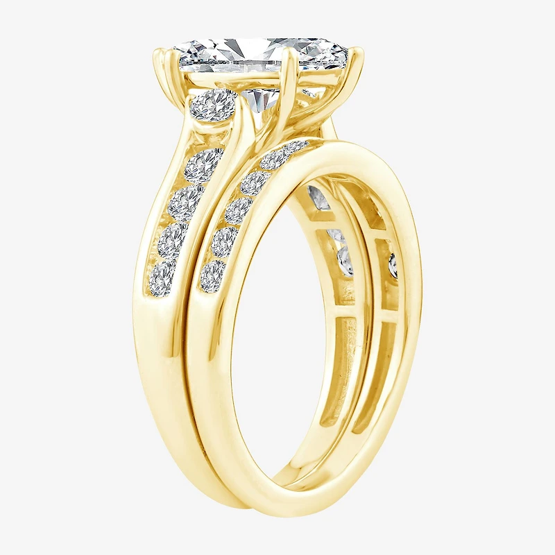 (F / Vs2) Womens 3 CT. T.W. Lab Grown White Diamond 14K Gold Marquise Side Stone Bridal Set