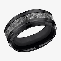 Mens Comfort Fit 9mm Black Titanium Inlay Wedding Band