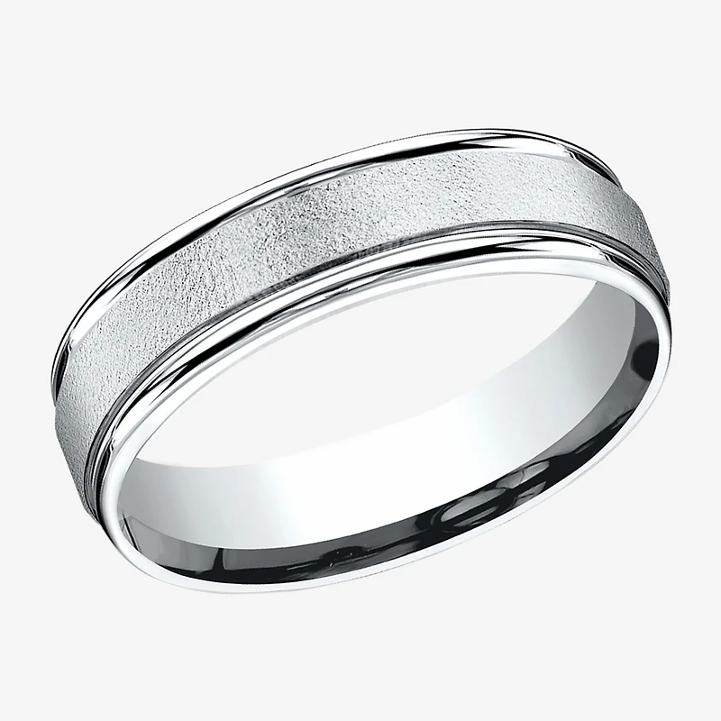 Mens 10K White Gold 6mm Band