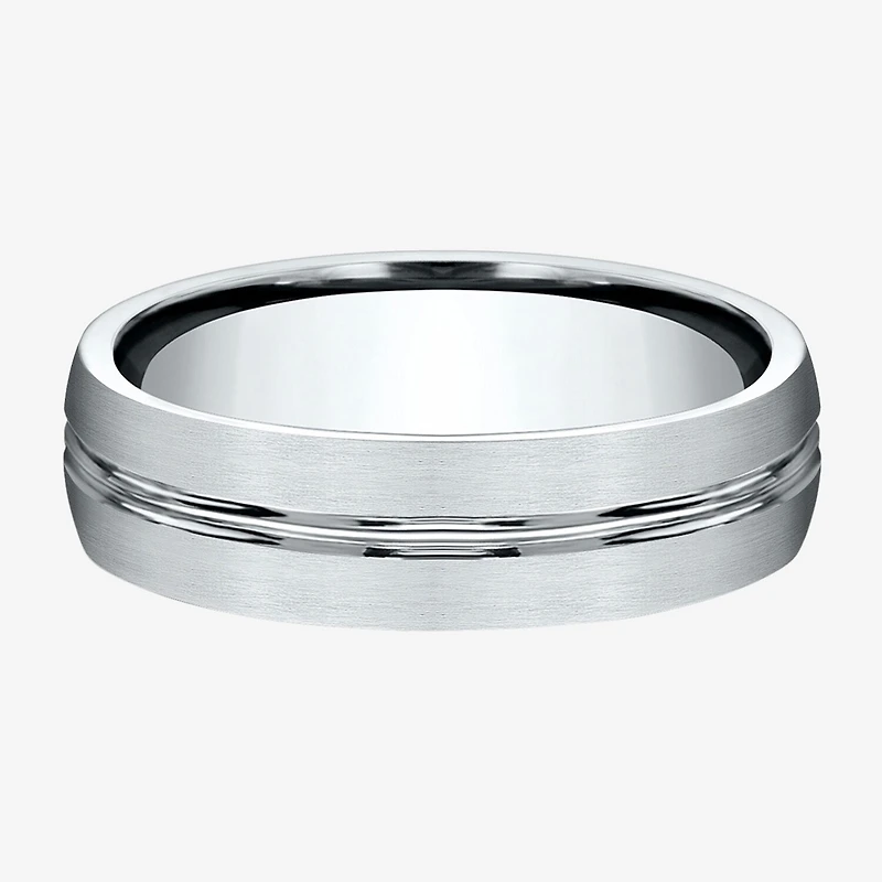 Mens 10K White Gold 6mm Band