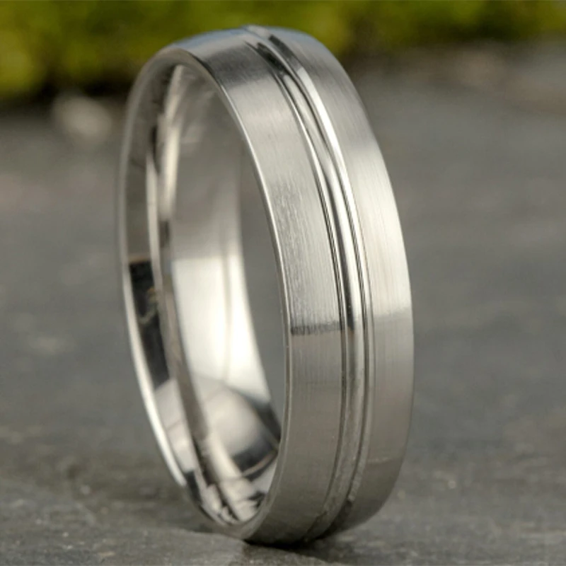Mens 10K White Gold 6mm Band