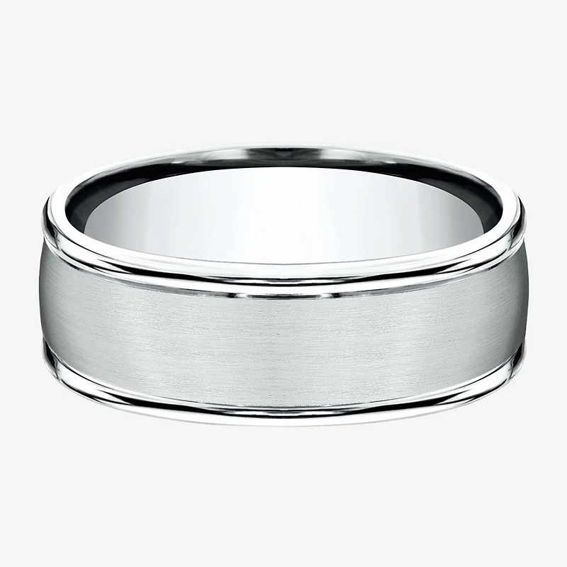 Mens 10K White Gold 8mm Band