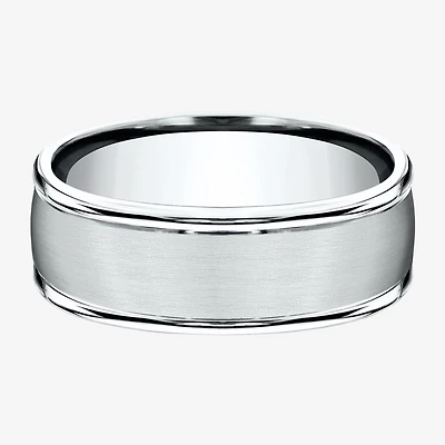 Mens 10K White Gold 8mm Band
