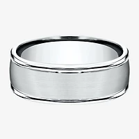 Mens 10K White Gold 8mm Band