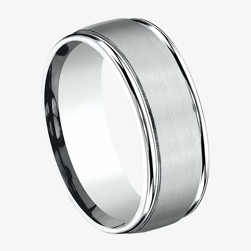 Mens 10K White Gold 8mm Band