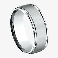 Mens 10K White Gold 8mm Band