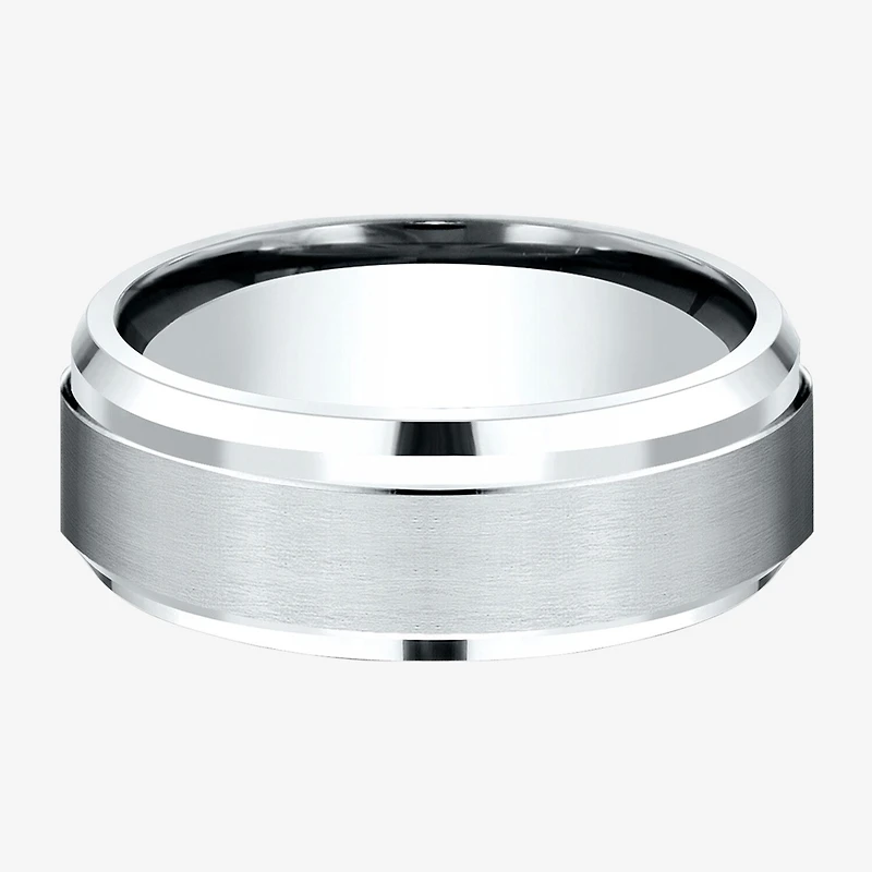 Mens 10K White Gold 8mm Band