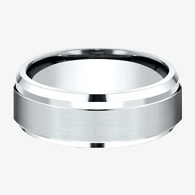Mens 10K White Gold 8mm Band