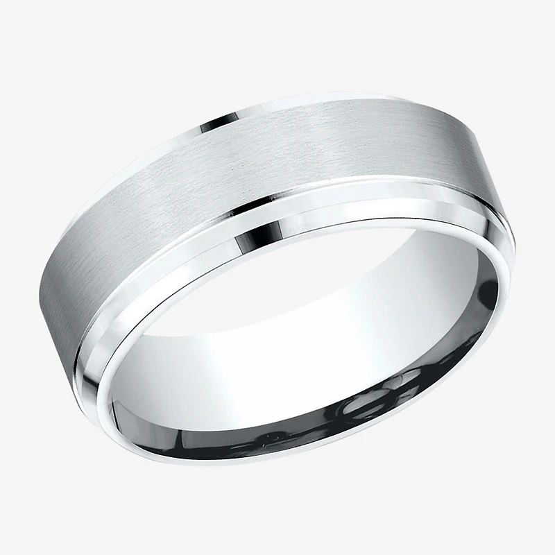 Mens 10K White Gold 8mm Band
