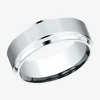 Mens 10K White Gold 8mm Band