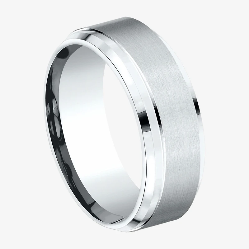 Mens 10K White Gold 8mm Band