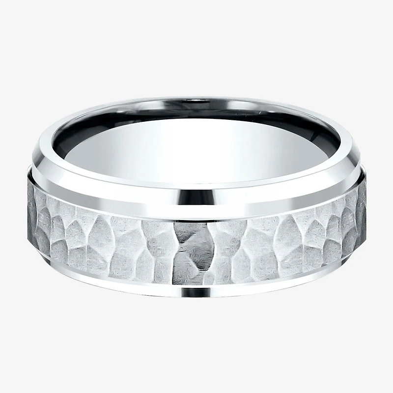Mens 10K White Gold 8mm Band
