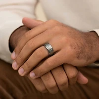 Mens 10K White Gold 8mm Band