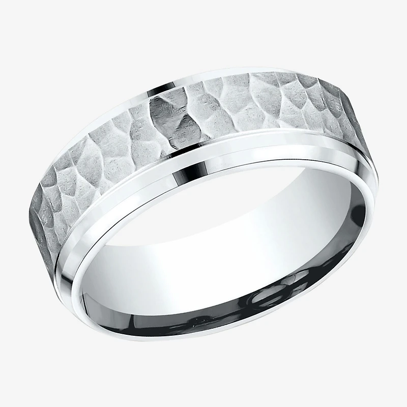 Mens 10K White Gold 8mm Band