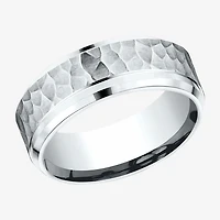 Mens 10K White Gold 8mm Band